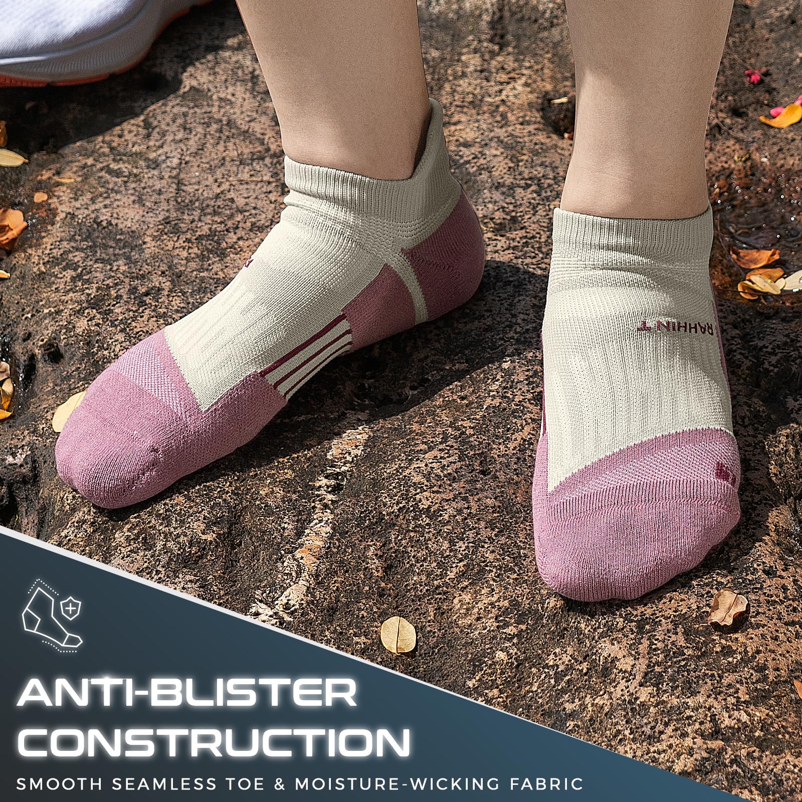 Rahhint Coolmax Compressione 3 Paia Corti Calze Running per Uomo e Donna, Anti-Vesciche, Calze Sportivi Uomo Donna, rinforzati tallone e punta, Umidità e Traspirazione