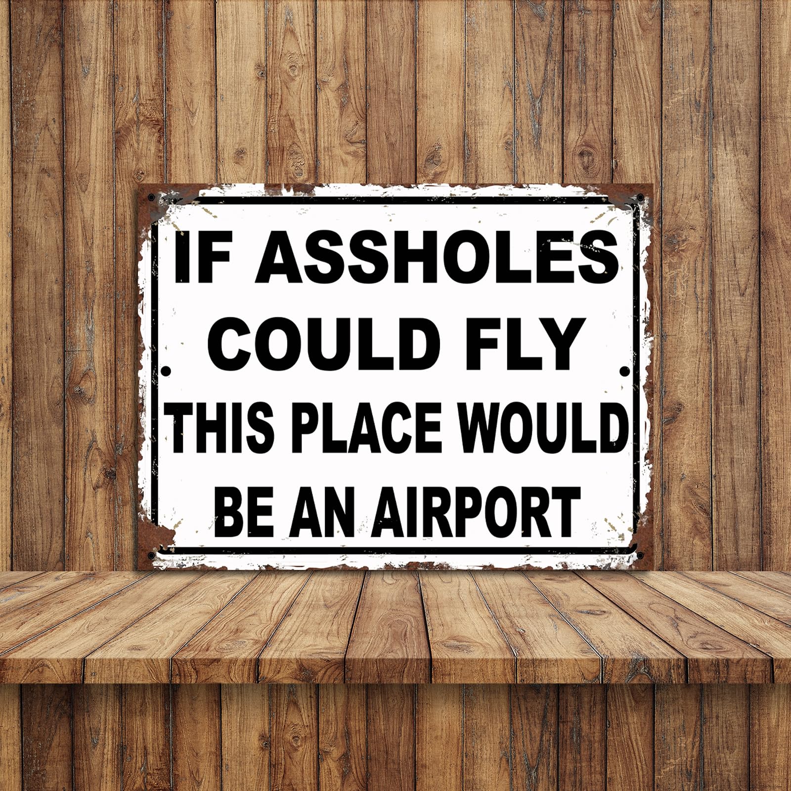 Is ass***** Could fly this place would be an Airport Funny Theme Retro style metal tin sign/plaque (10" x 8") - Image 2
