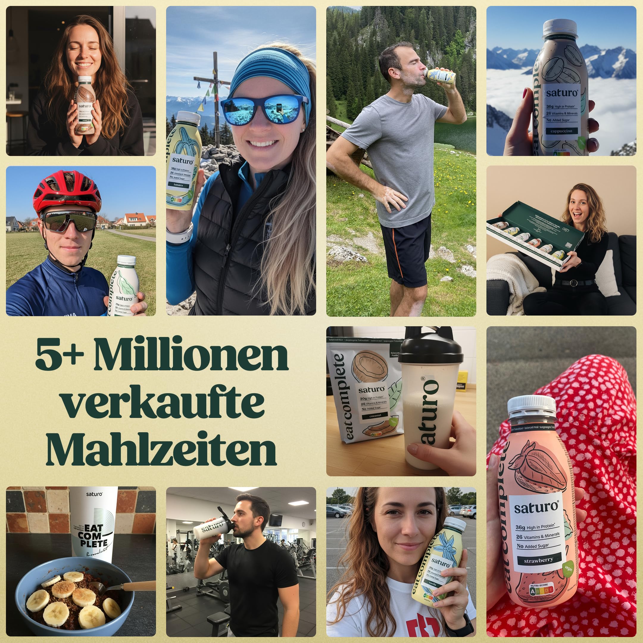 Saturo Mahlzeitersatz Shake Vanille | Proteinpulver Mit 21g Vegan Protein & 26 Wertvollen Nährstoffen | 1,43kg