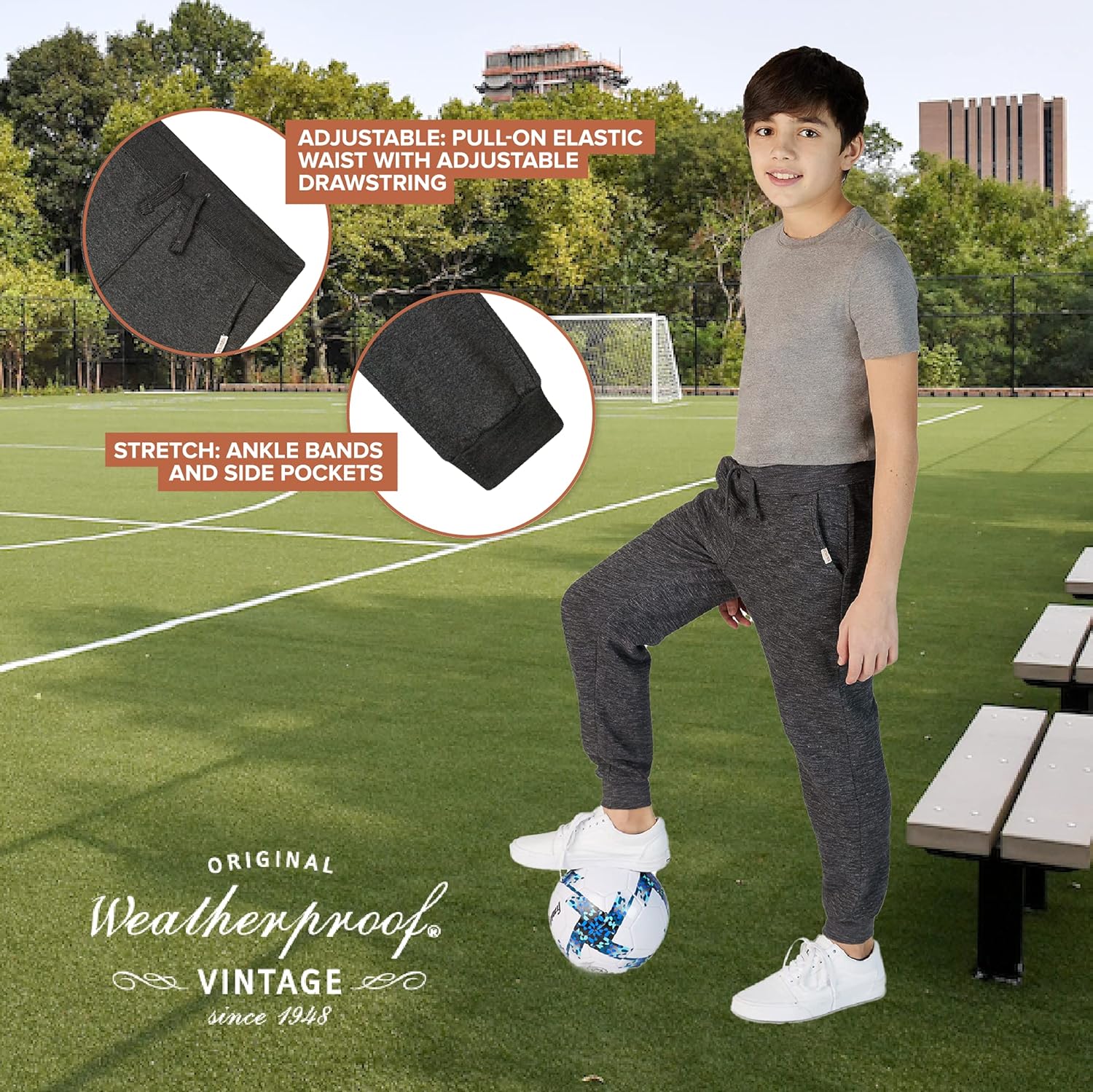 Weatherproof Vintage Boys Athletic Sweatpants - 4 Pack Athletic Basic Fleece Jogger Track Pants for Boys (4-20) - Image 3