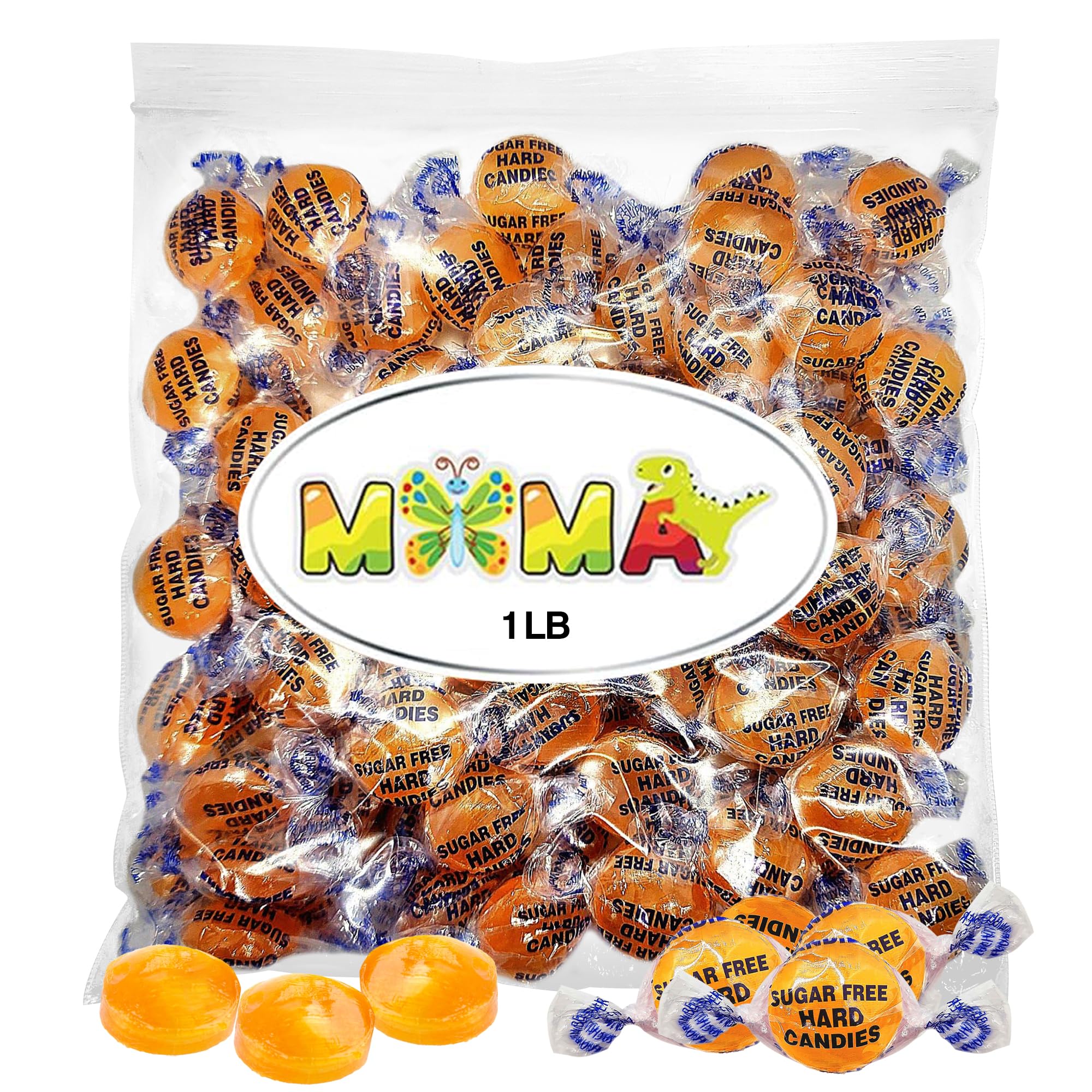 Sugar Free Butterscotch Hard Candy - 1 lb Delicious Bulk Candy Individually Wrapped - Gluten Free, Vegan, Keto Friendly Butterscotch Bag of Treats for Mima's Summer Mega Sale & Valentines Day