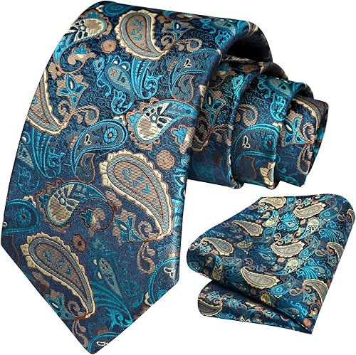 Miniatura 2 de HISDERN Lazos para hombre corbata de cachemira y bolsillo cuadrados tejidos flores clásicas para hombre pañuelo fiesta de boda corbata