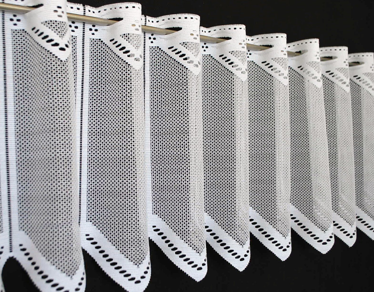 Brise Bise Macramé Rideaux Brise-bise Le Long En Pointillu00e9s 90 Cm De Haut | Vous Pouvez Choisir La Largeur Des Rideaux Par Paliers De 23,5 Cm | Colour: Blanc | Rideaux Cuisine