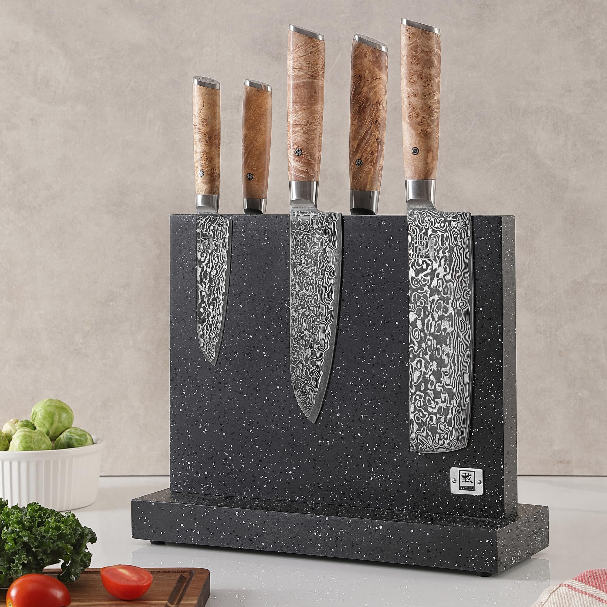 Zayiko Magnetischer Messerblock aus Holz, beidseitig, für bis zu 12 Messer