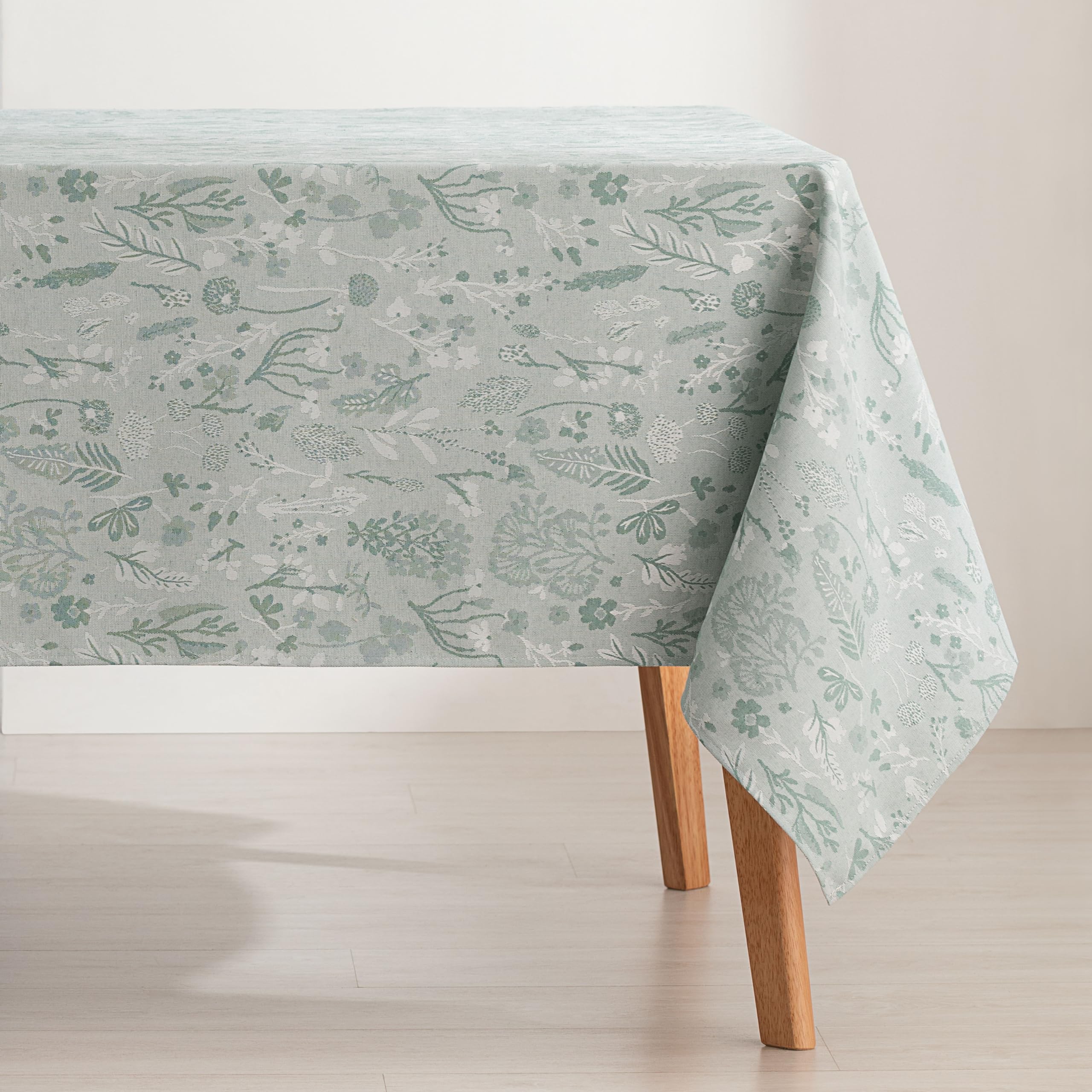 GAMUSI Mantel Antimanchas Mesa Rectangular Jacquard Impermeable 140x100 cm, Tacto Tela, Color Verde - Alerce
