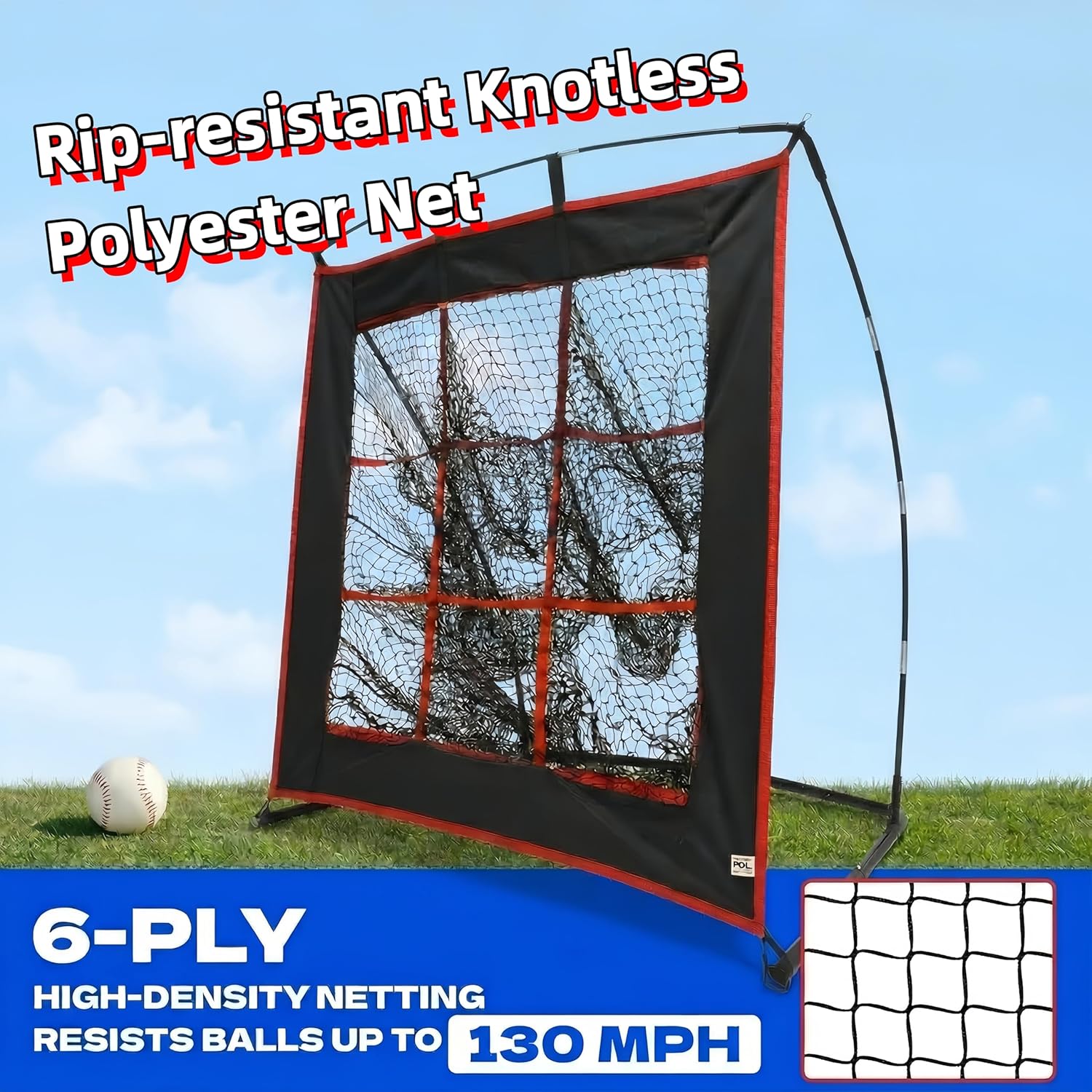 PGL 9 Hole Pitching Net - 3 x 4 ft Pitching Net for Hitting Practice - Baseball Softball Pitching Target Net with Strike Zone - Portable Training Equipment for Youngs Adults and Team Coaches