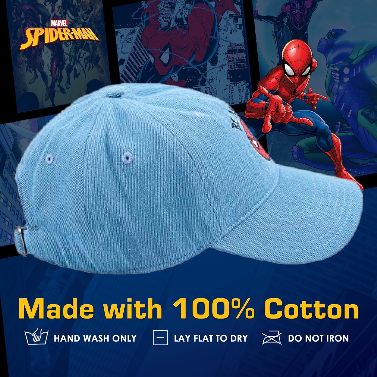 Marvel Spider-Man Cotton Adjustable Dad Hat, Baseball Cap with Curved Brim - Image 6