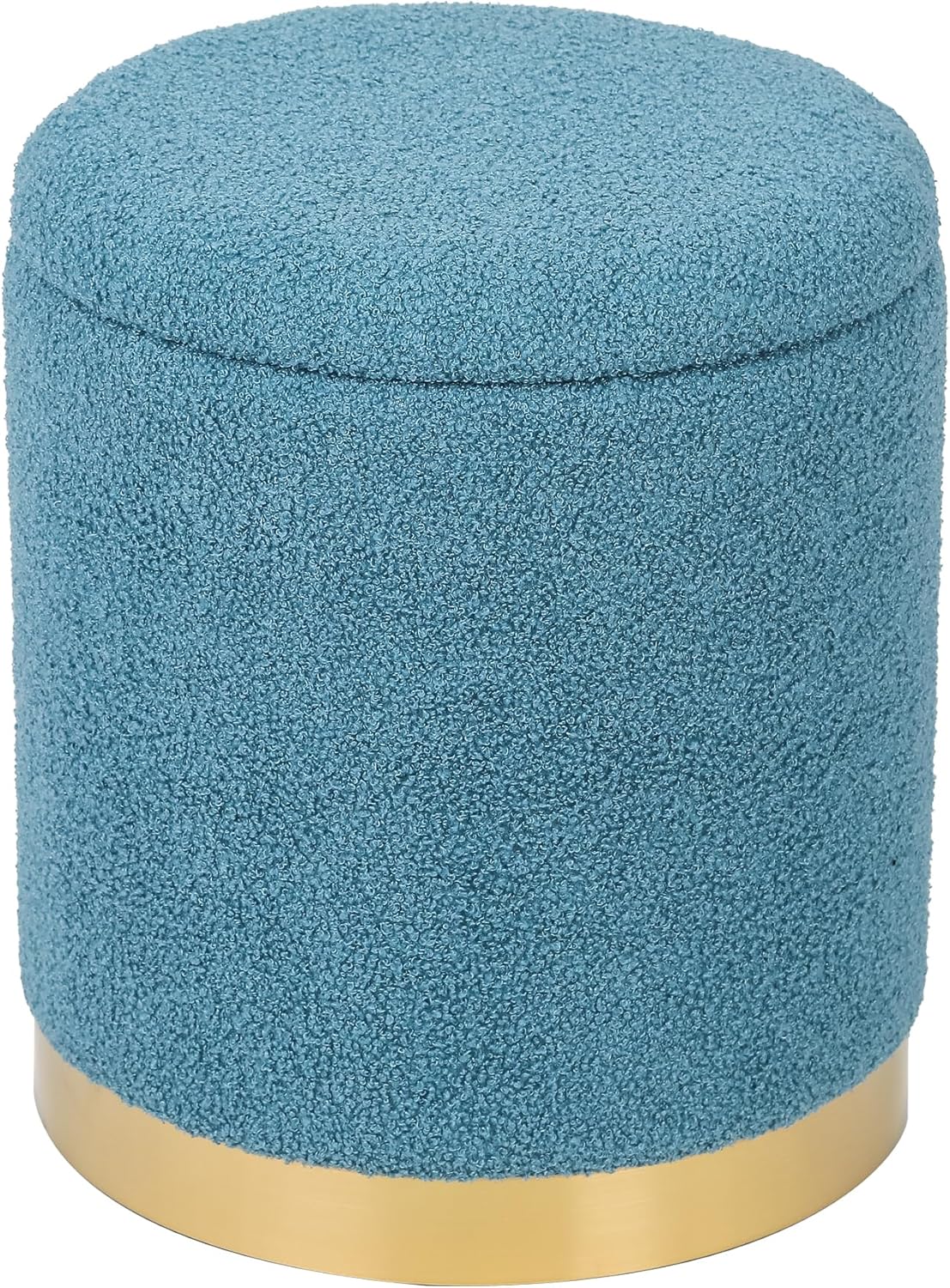 Homebeez Velvet Round Storage Ottoman,Vanity Chair Small Side Table Hallway Step Stool for Living Room and Bedroom (White)