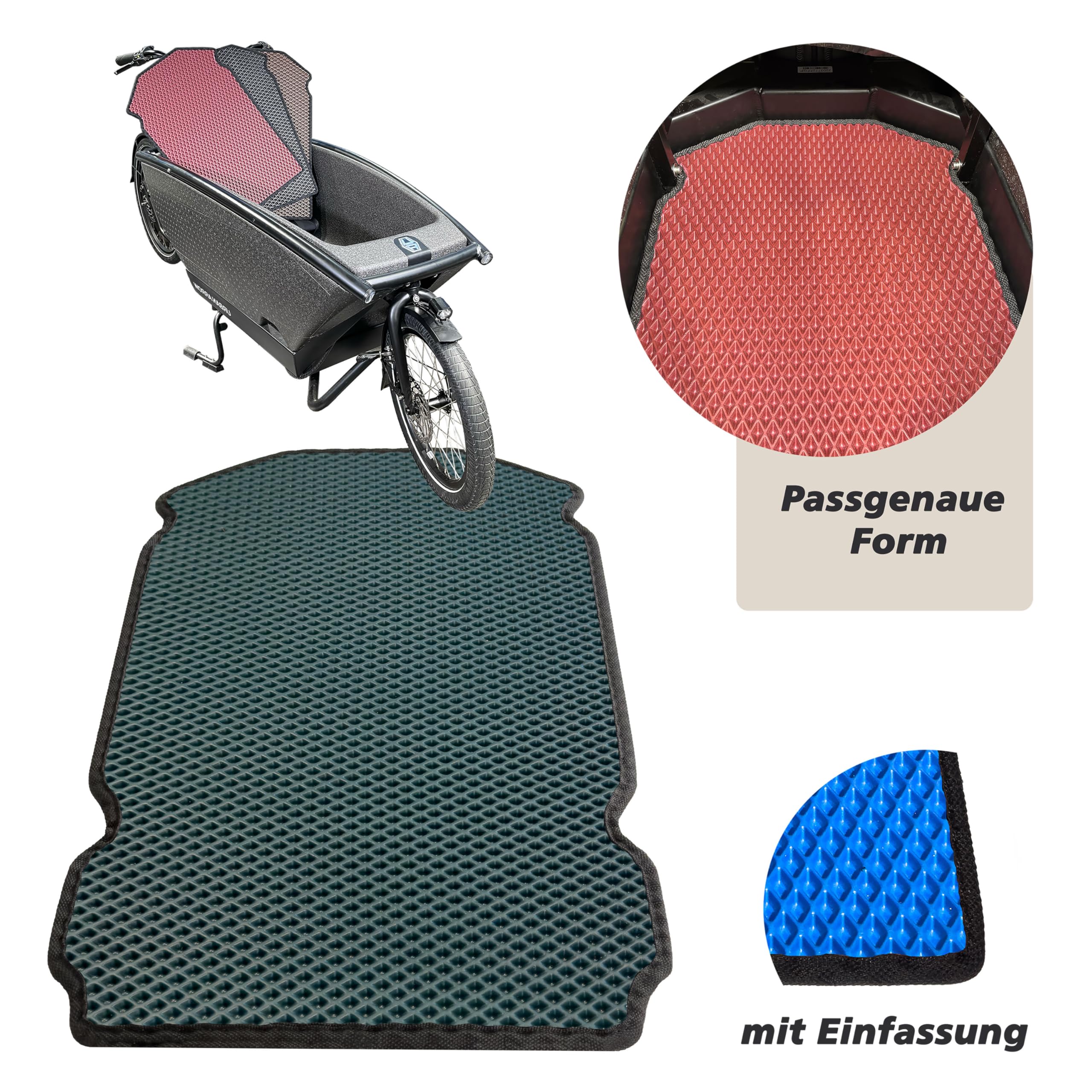 Urban Arrow Tapis de protection de qualité supérieure avec deux bancs - Tapis de sol antidérapant - Accessoires de vélo de chargement - Facile d'entretien et respectueux de l'environnement