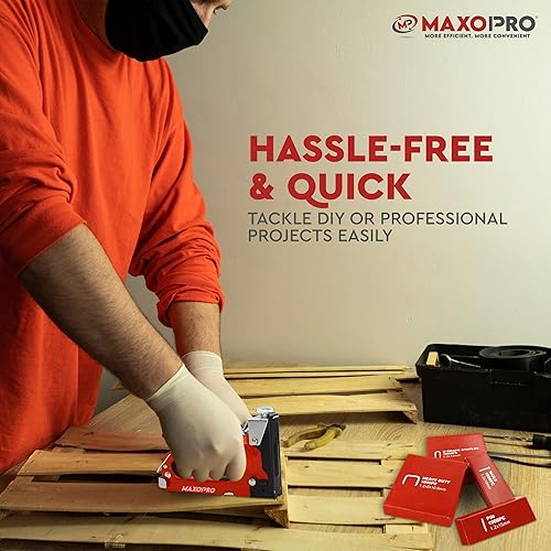 Miniatura 7 de Pistola grapadora de tapicería 4 en 1  Pistola grapadora resistente con grapas 4000 (tipo D, U, I y T)  Pistola de grapas manual de ajuste de