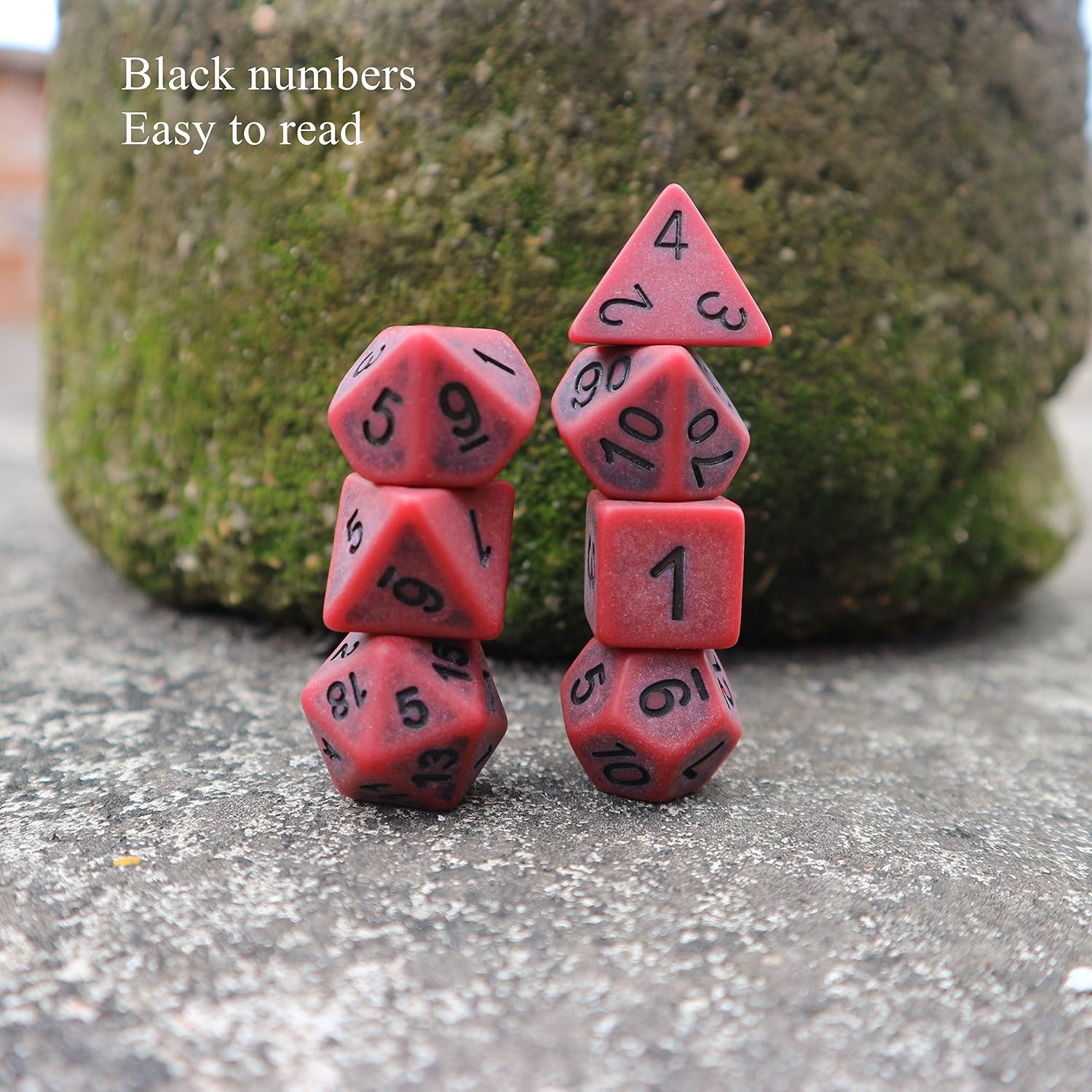 DND Dice Set Ancient RPG Dice for Dungeons and Dragons(D&D) Pathfinder MTG Tabletop Role Playing Game Polyhedral 7-Die Dice Group (Scarlet)