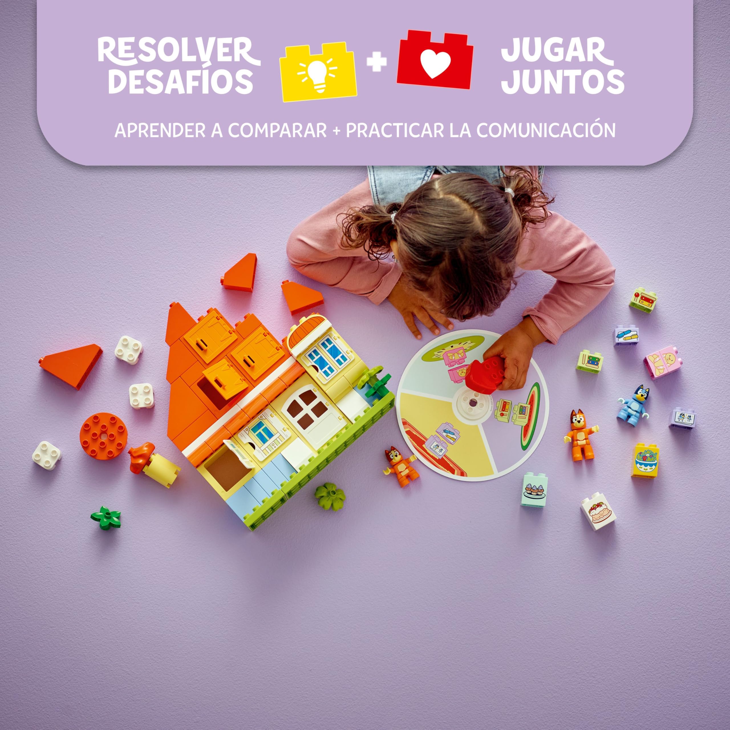 LEGO Duplo Bluey Casa Familiar de Bluey con Juego de Memoria - Juguete Interactivo Infantil 2 en 1 - Juego de Mesa -3 Figuras y Ventanas Que Se Abren - Regalo para Niñas y Niños de 3+ Años 10459
