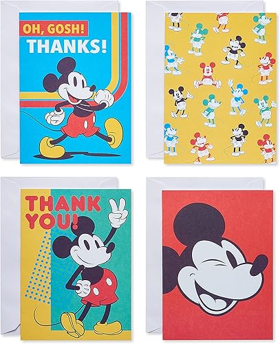 American Greetings Paquete de tarjetas de agradecimiento y en blanco con sobres, Mickey Mouse (48 unidades)
