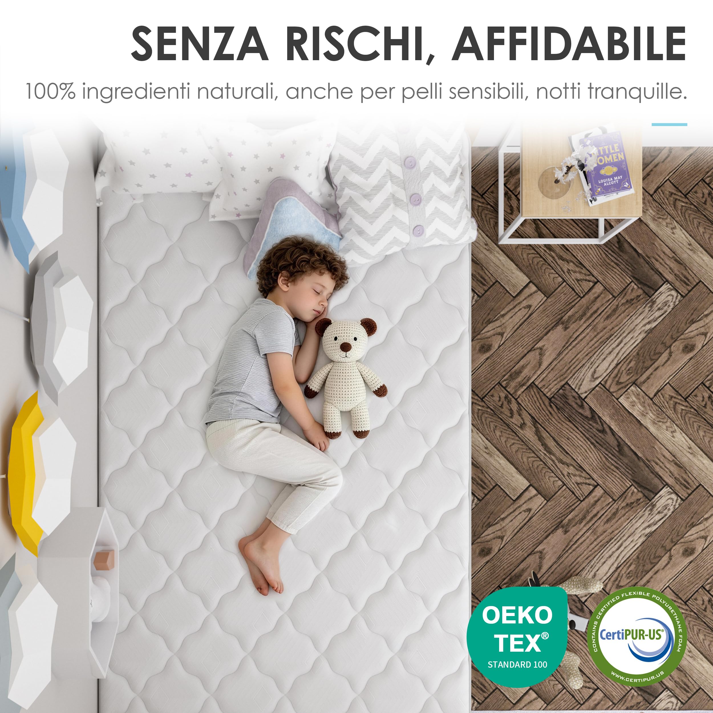 DEWINNER | Materasso Memory Foam 80x190 Singolo | 25CM | Materasso a Memoria in schiuma | Ortopedico Rigido e Rigidità media | Certificato OEKO-TEX | Anallergico | Alleviamento Punti di Pressione