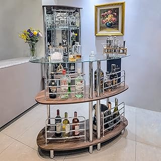 Contemporary Modern Home Entertainment Liquor Bar Catalina Table (Medium, Clear and Brown)