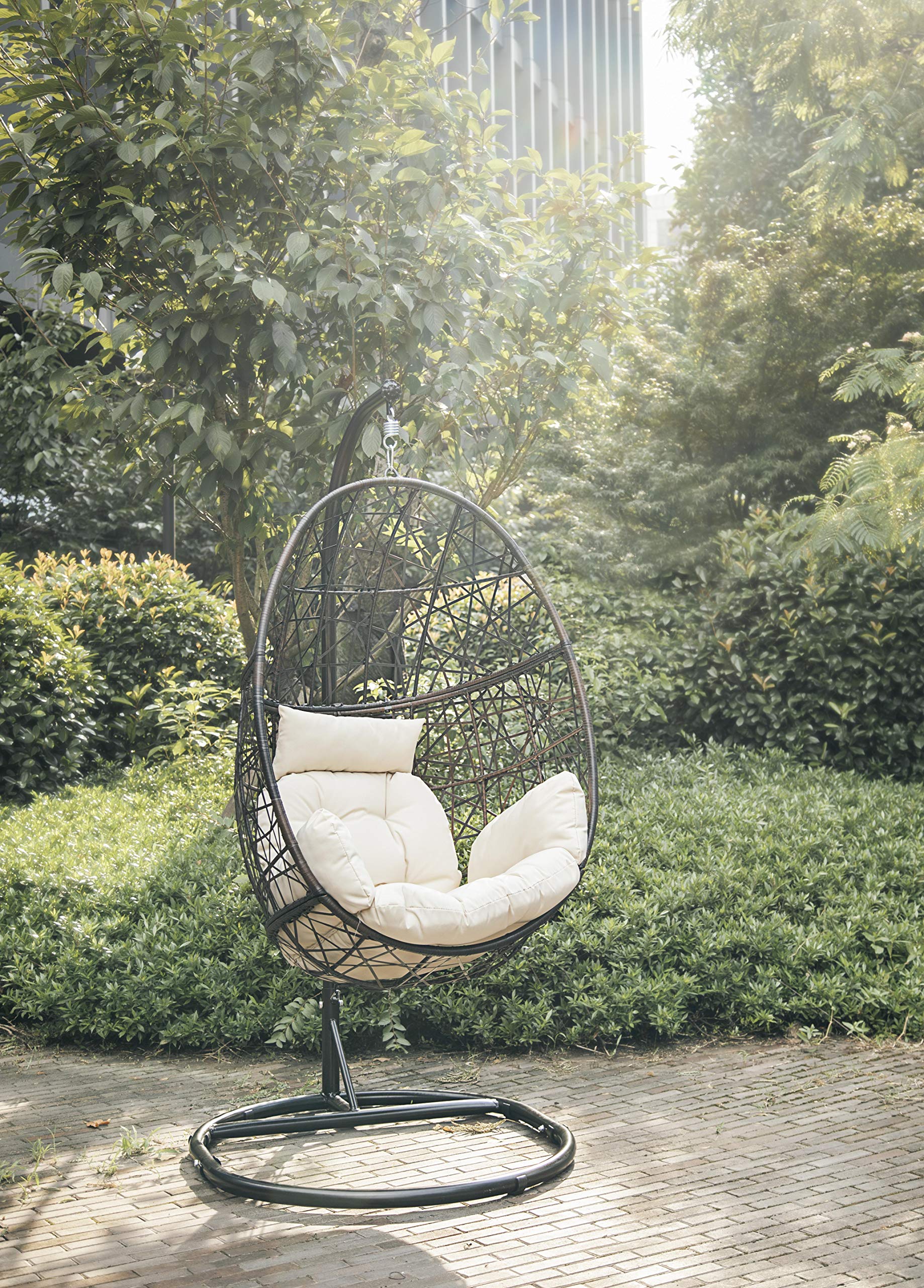 Luckyberry Outdoor Wicker Tear Drop Hanging Chair (Cushion not included)