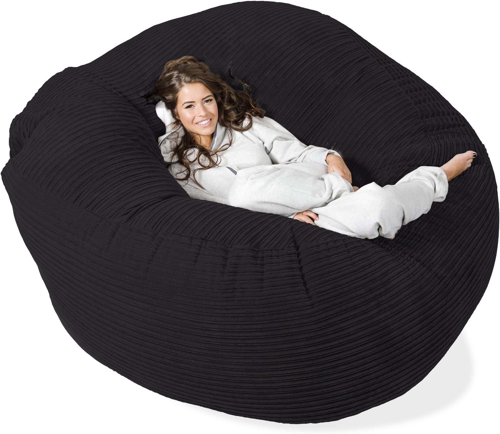 INKCRAFT Mega Mammoth Sofa Cord Bean Bag Cover Only (Without Fillers)- Black