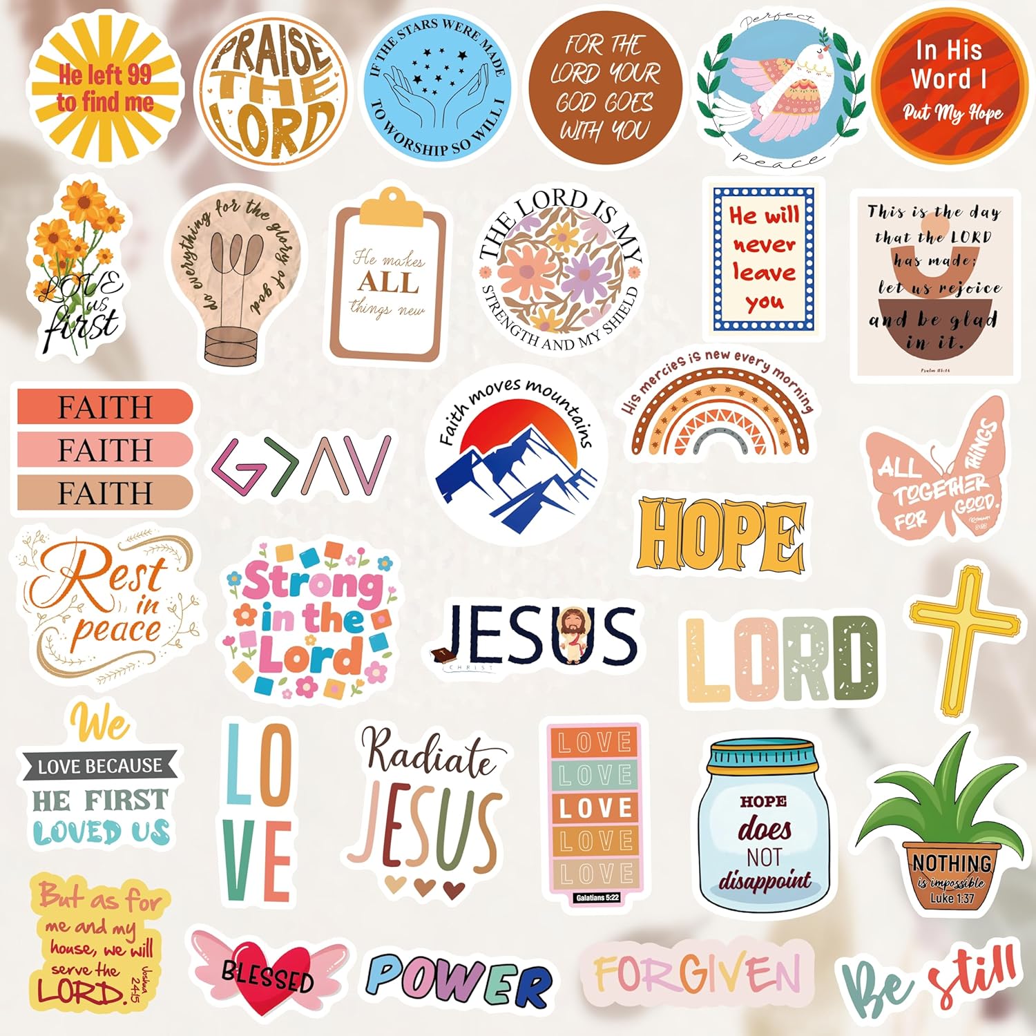 200pcs Religious Boho Christian Stickers,Jesus Bible Verse Stickers image 3
