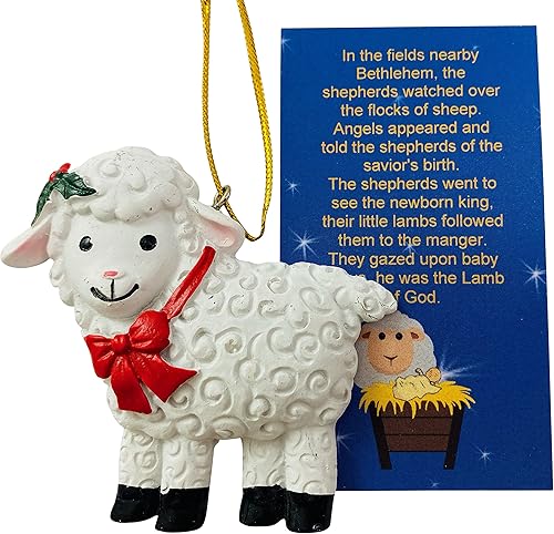 Juego de adornos de leyenda del cordero para colgar el árbol de Navidad con paquete de tarjetas de historia Juego de adornos de leyenda del cordero para colgar el árbol de Navidad con paquete de tarjetas de historia