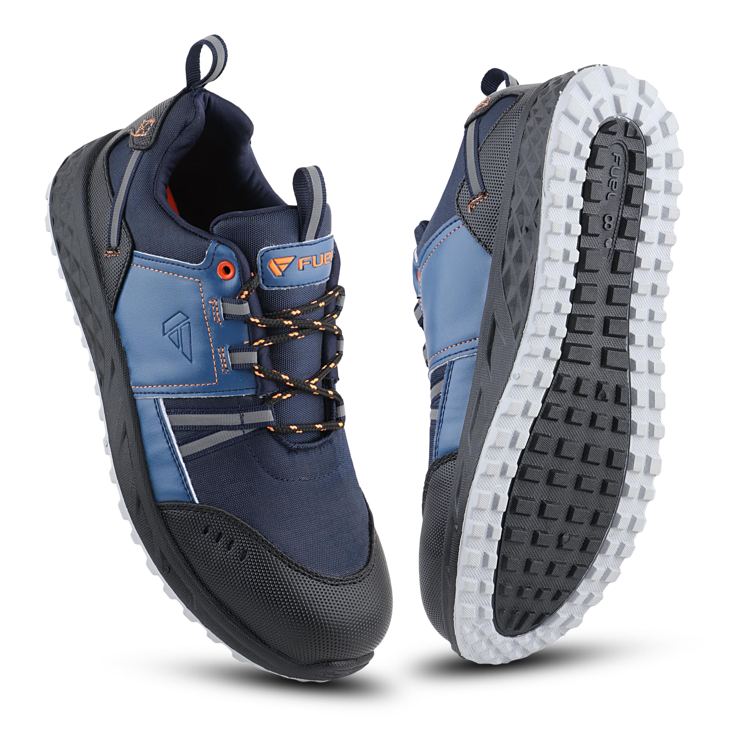 FUEL Flute Safety Shoes for Men | Industrial Steel Toe (150J) | Synthetic + PVC Upper & Rubber Double Density Sole | Kevlar Insole & Energy Absorption | Breathable Mesh Lining (Blue-Size-9UK)-image-2