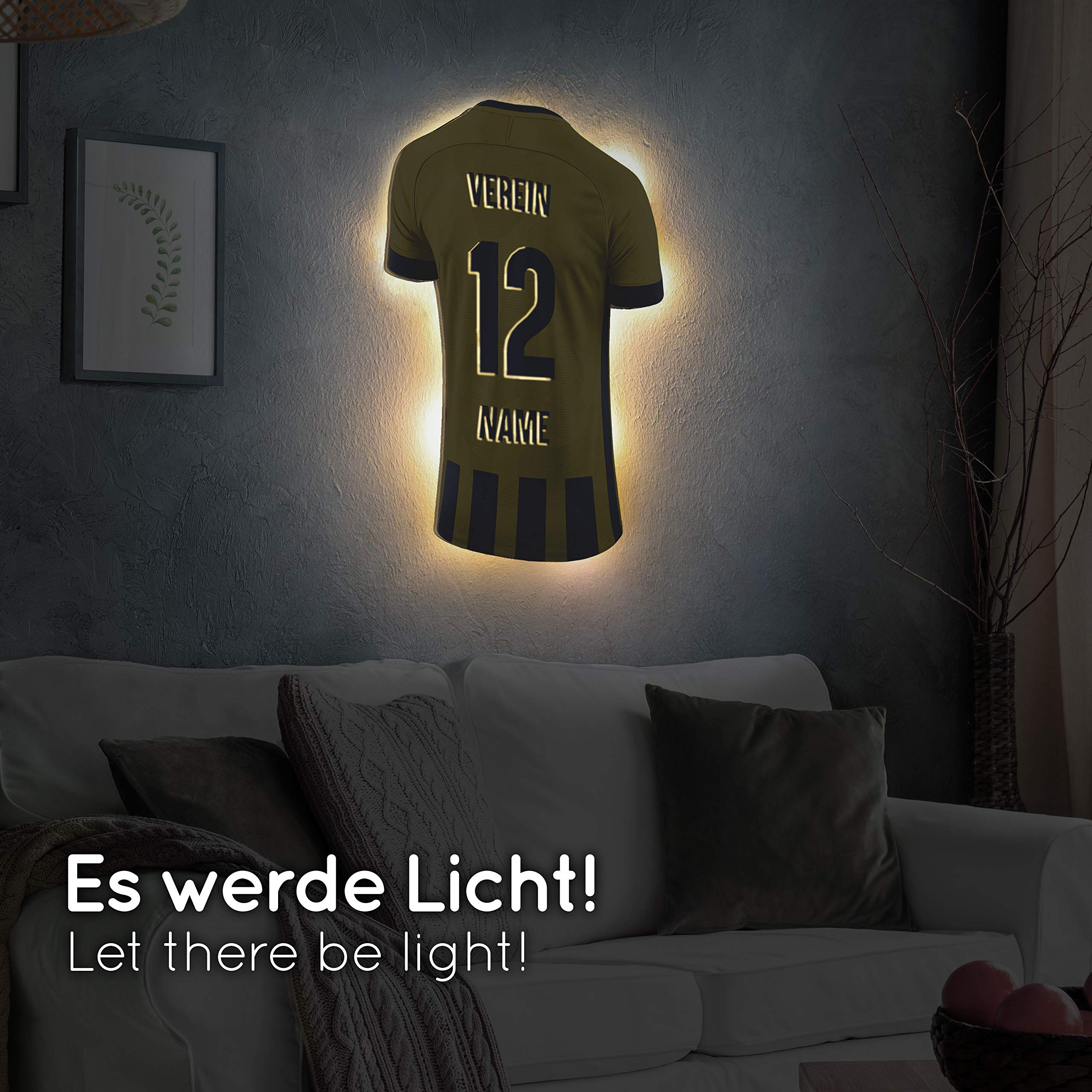 Elbeffekt Trikotlampe für Fenerbahce Fans aus Holz - personalisierbares Geschenk - schenke Dein individuellen Fenerbahce Fanartikel aus Echtholz
