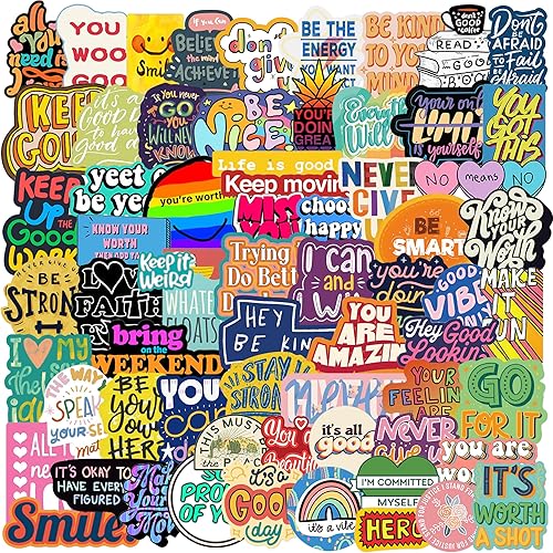 Miniatura 9 de Calcomanías positivas para niños y adultos, 100 unidades de calcomanías de vinilo motivacionales de afirmación inspiradoras para botella de agua,
