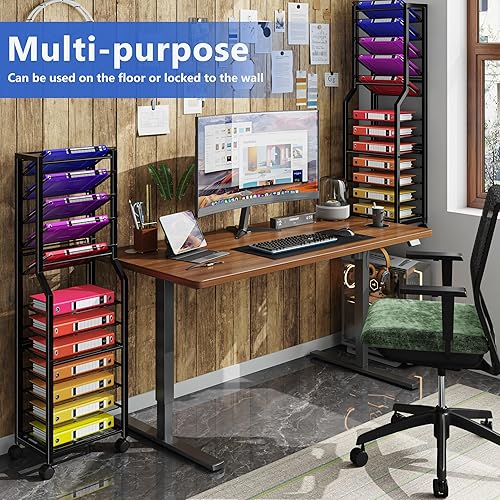 Miniatura 4 de Simple Trending Carrito de archivos rodante de 12 niveles, organizador de archivos de escritorio con bandejas deslizantes y almacenamiento de cartas