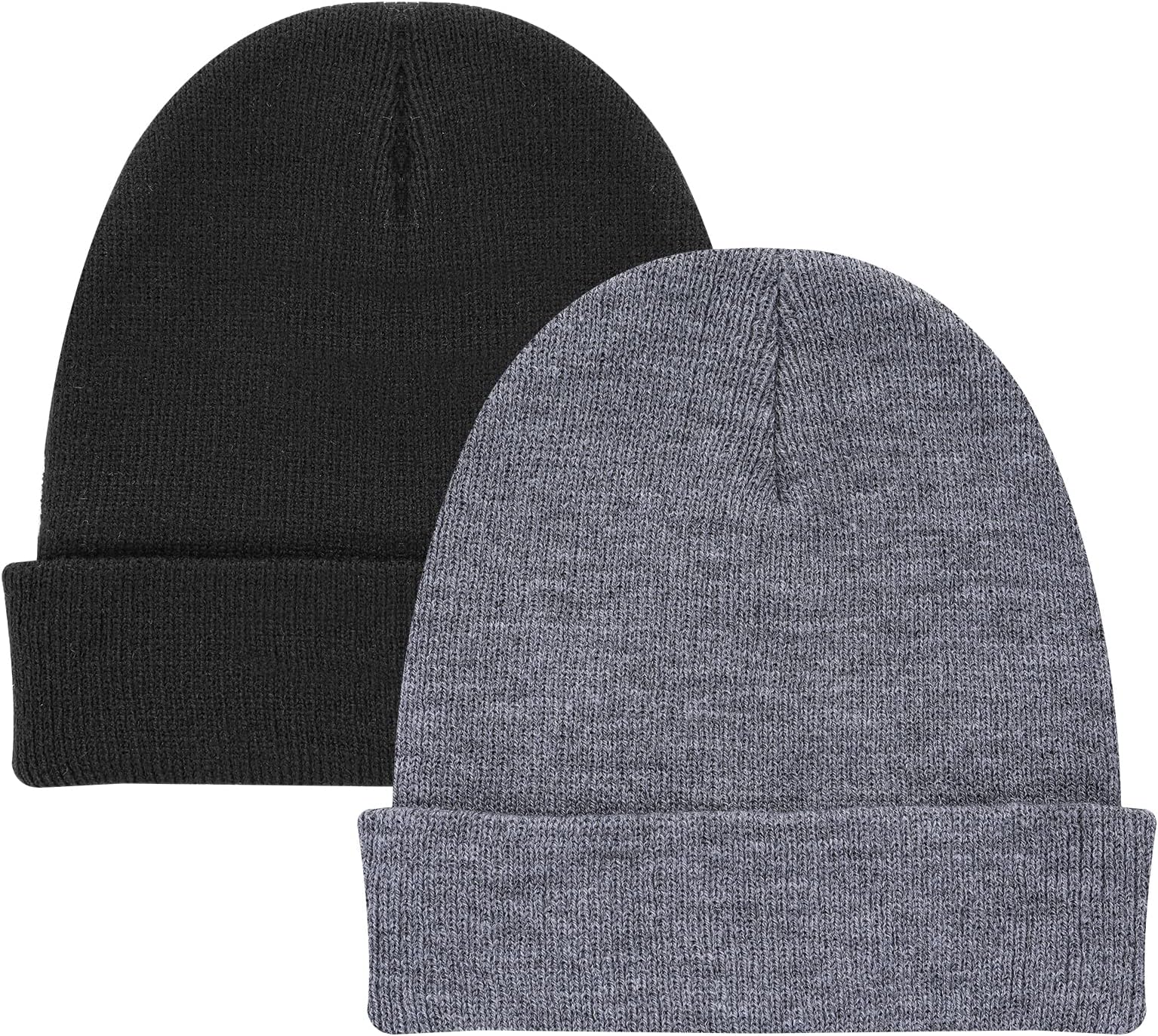 Lusofie2 Pack Mens Beanie Hat Knit Winter Hat Cap for Men Women Classic Cuffed Beige Grey Black Beanies Unisex