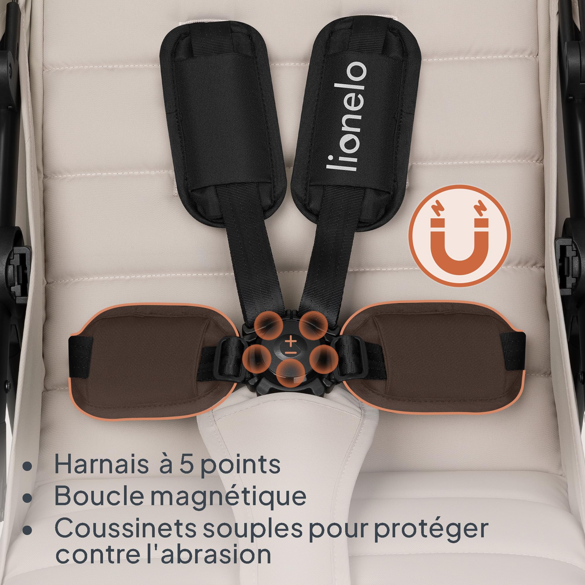 LIONELO IVA Poussette Canne Jusqu'à 22 kg de 6 m à 4 ans Roues Pivotantes à 360° Amortissement Total des Chocs Dossier et Auvent Réglables en Hauteur XXL UPF50+ Tissu de Qualité Supérieure (Beige)