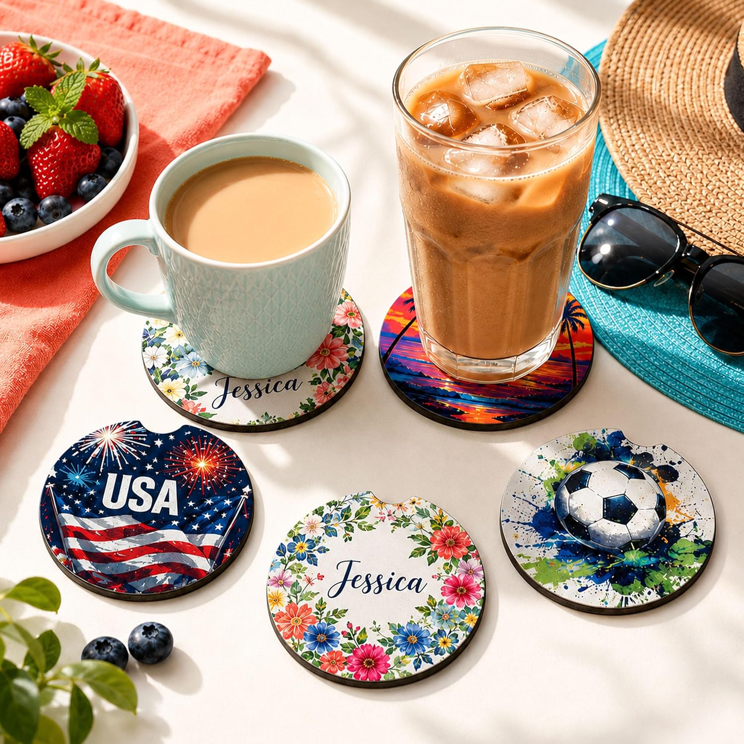 Joyclub 50 Pack Sublimation Car Coasters Blanks Coasters Bulk with Bags