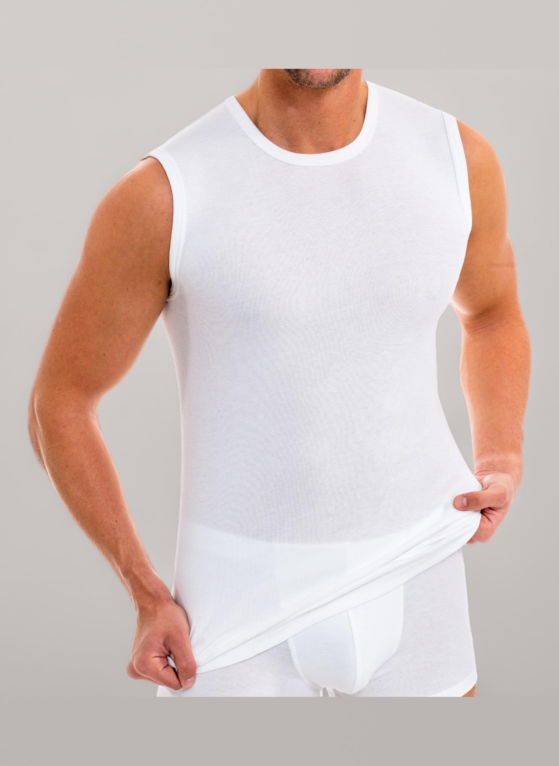 3040 3-Pack Men's Round-Neck, Tank top Vest, 100% Organic Cotton