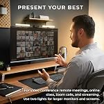 Éclairage de vidéoconférence HumanCentric - Lumière pour webcam pour le streaming, lumière LED pour moniteur et ordinateur portable pour vidéoconférences, éclairage Zoom pour ordinateur, remplace la lumière annulaire pour les réunions Zoom, kit double