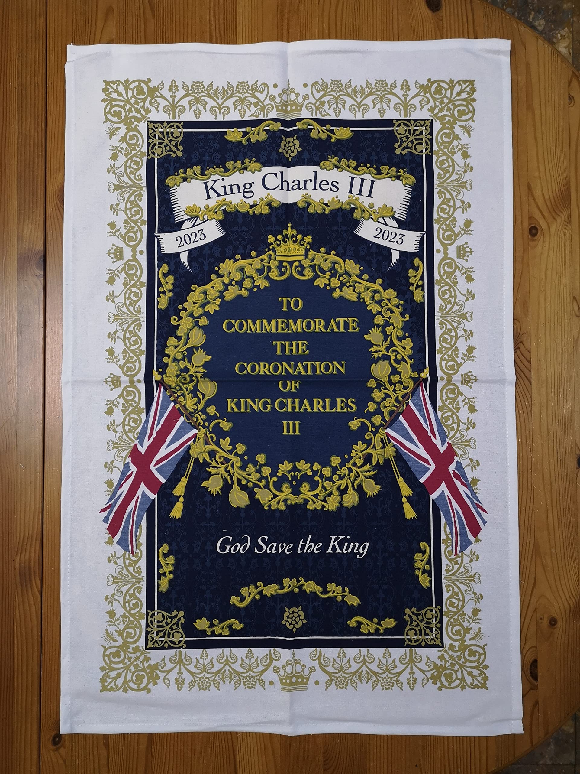 Ulster Weavers Tea Towel Cotton, Durable & Machine Washable, Eco-Friendly Design, Ideal Size, King Charles Coronation, Navy