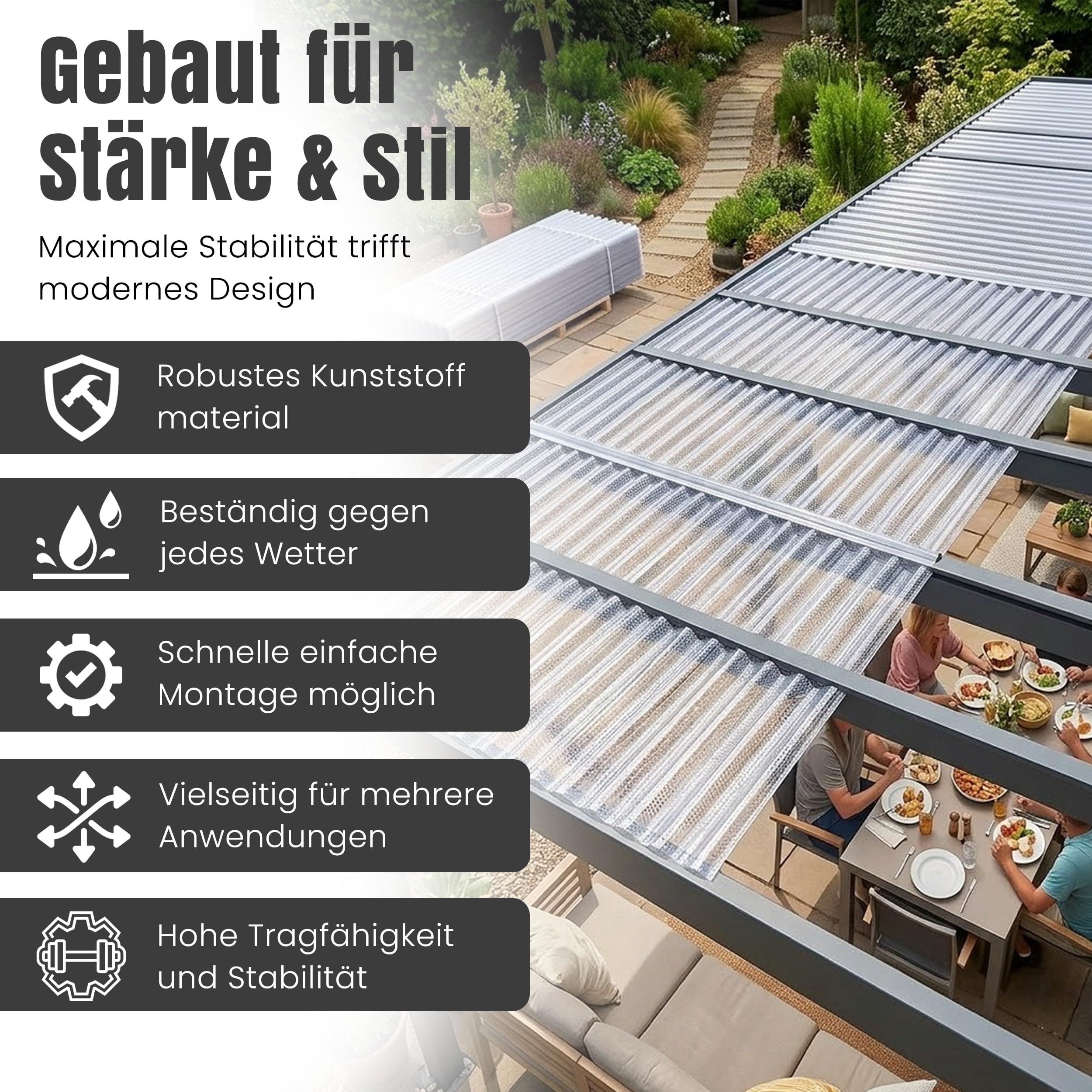 LP Projekt Wellplatten 5er Satz klar 104,5 × 350 cm UV beständig Wetterfeste Dachplatten