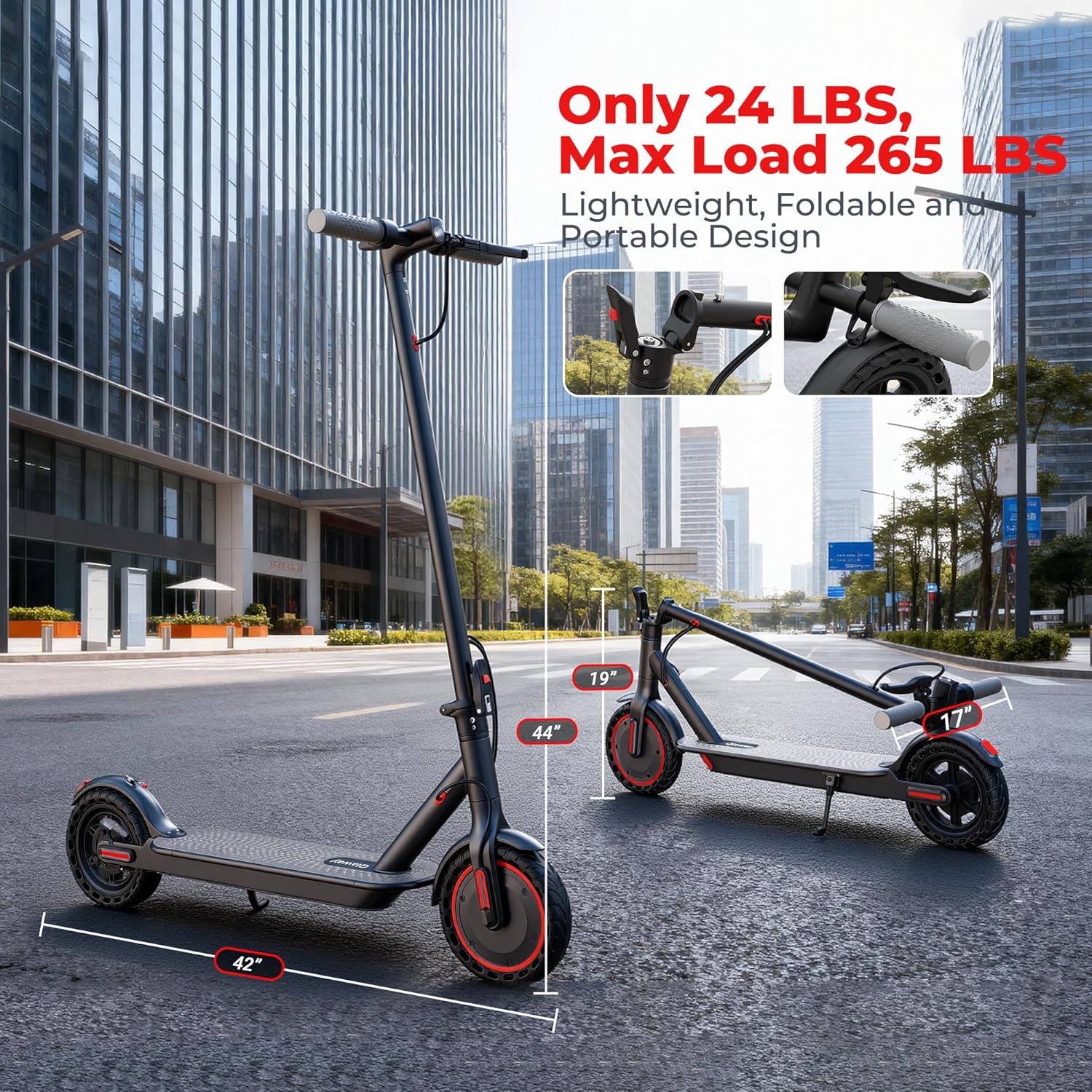 Qlaway Electric Scooter for Adults, 8.5'' Solid Tires, 19Mph, 350W Powerful Motor, Folding Commuter Escooter with Dual Suspension and Dual Braking, APP Control