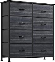 Vista 23 de YITAHOME Cómoda de tela de 4 cajones, cómoda y cómoda para dormitorio, sala de estar, pasillo, armarios, marco de acero resistente, parte superior