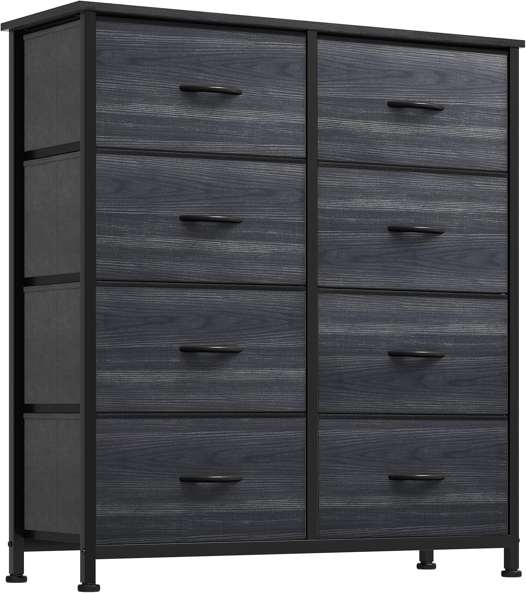 YITAHOME Cloth Dresser with 8 Drawers - Fabric Dresser for Closet, Chester Drawers for Bedroom, Hallway, Closets - Sturdy Steel Frame, Wooden Top & Easy Pull Fabric Bins, Charcoal Black Wood Grain