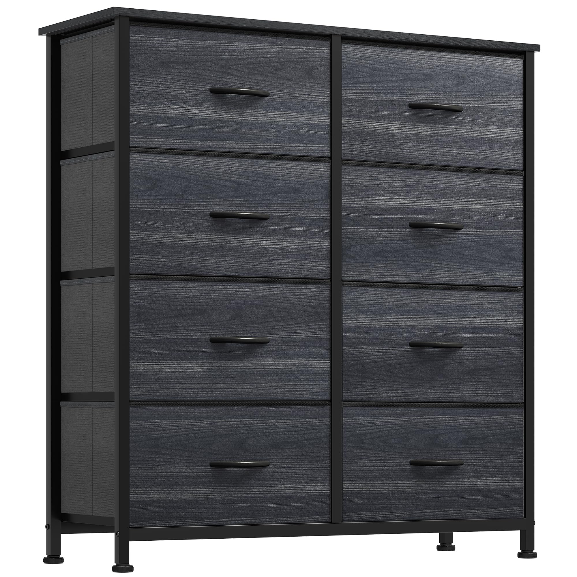YITAHOME Cloth Dresser with 8 Drawers - Fabric Dresser for Closet, Chester Drawers for Bedroom, Hallway, Closets - Sturdy Steel Frame, Wooden Top & Easy Pull Fabric Bins, Charcoal Black Wood Grain
