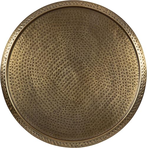 Miniatura 33 de Kate and Laurel Sanzo - Mesa moderna de pedestal para bebidas; 9 x 9 x 23; latón antiguo y negro; mesa auxiliar decorativa con mesa martillada para