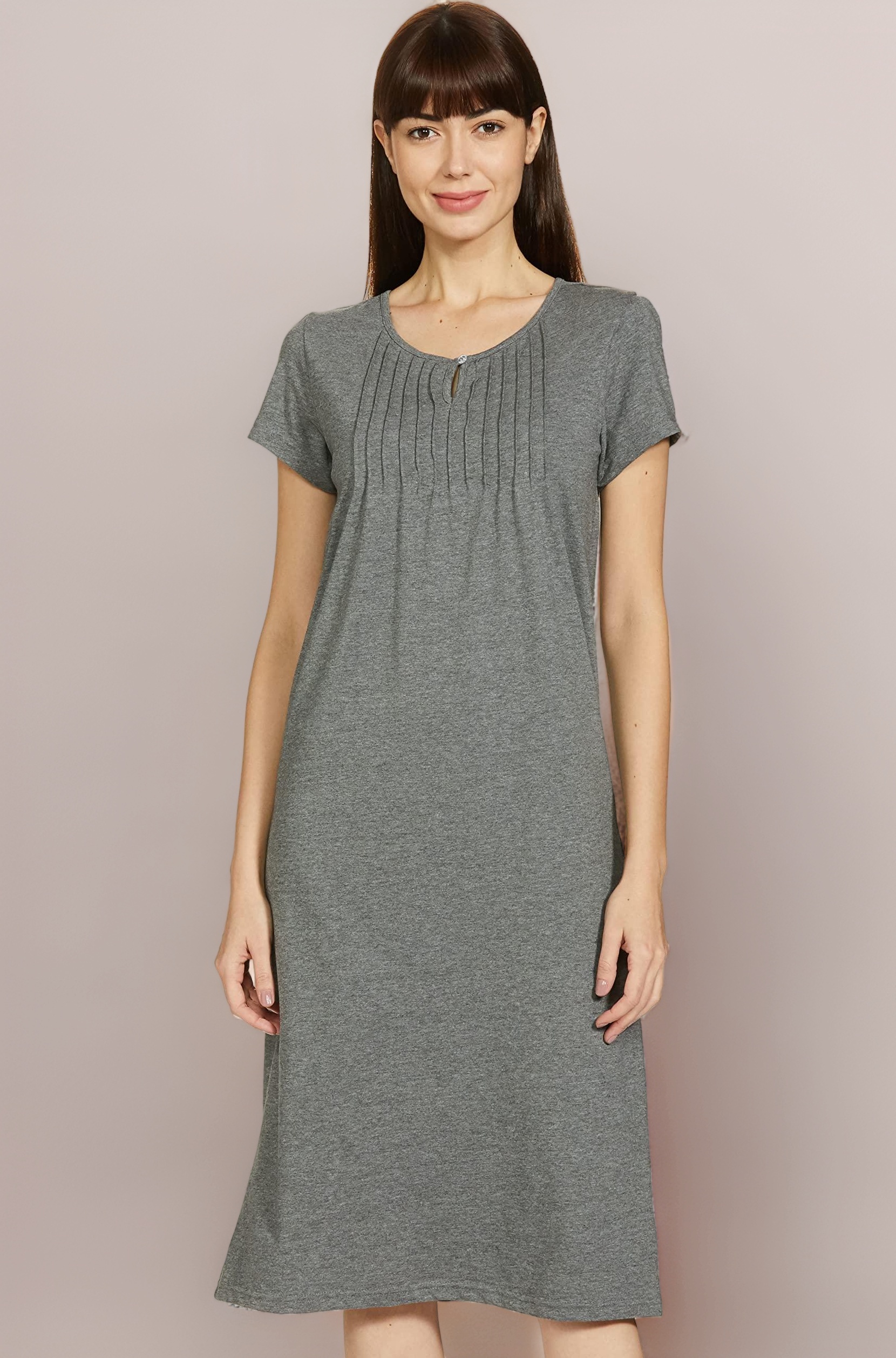 Amazon Brand - Symbol Women's Cotton Calf Length Regular Fit Nighty | Night Dress (Available in Plus Sizes)