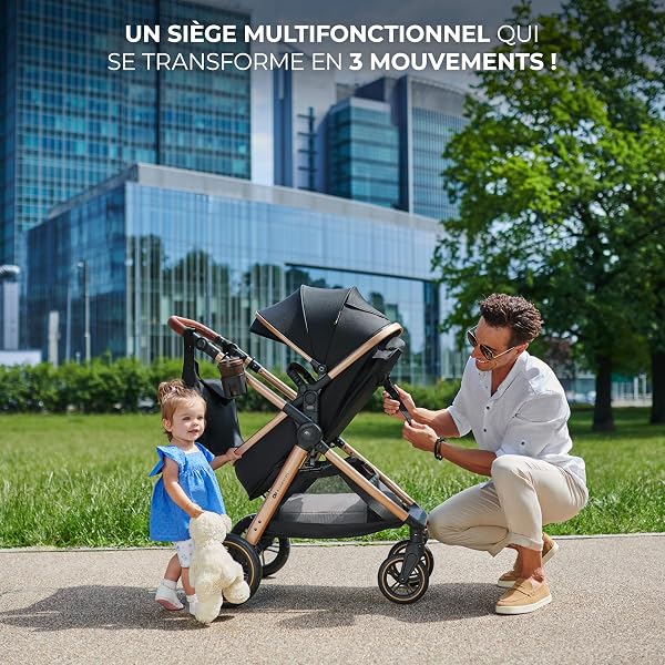 Kinderkraft ESME Poussette 3 en 1 avec porte-bébé Mink PRO I-Size, système de voyage, poussette bébé, poussette pliable, pour nouveau-né jusqu'à 4 ans, Noir - 4