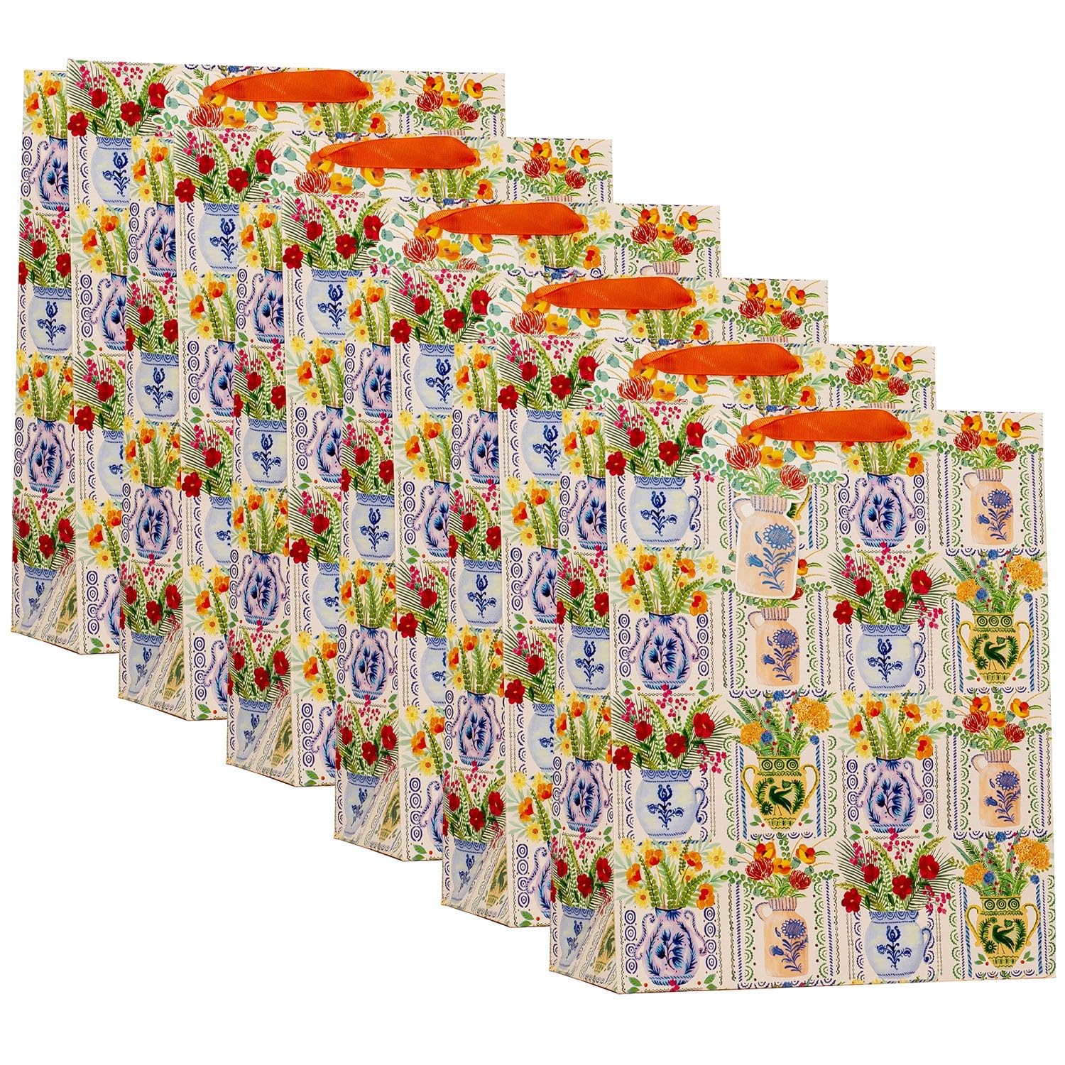 Design By Violet Floral Vase Large Gift Bags Pack of 6