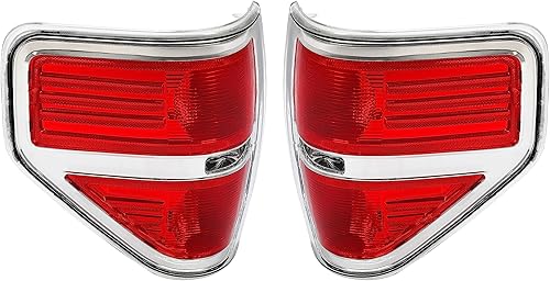 Miniatura 3 de KUAFU Luces traseras, lámpara de freno compatible con Ford F150 2009-2014, repuesto para FO2818143 FO2819143 BL3Z13405B BL3Z13404B carcasa cromada