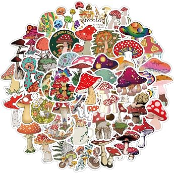 Prettysunshine Sticker Set of 50 Mushroom Stickers Aesthetic Vintage Sticker for Car Bicycle Suitcase Helmet Laptop Skateboard Motorcycle Graffiti Anime Sticker Bomb Waterproof