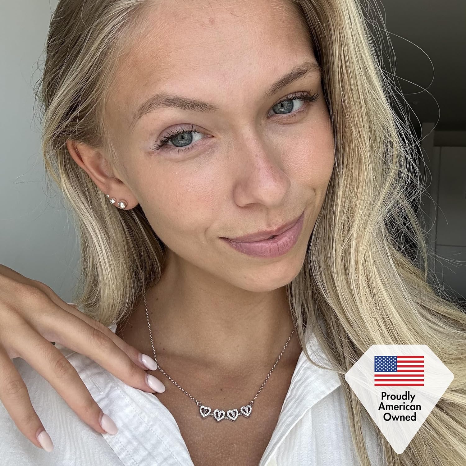 Cate & Chloe Kendra 18k White Gold-Plated Clover Pendant Necklace with Simulated Diamond Crystals | 2-in-1 Heart Clover Design Jewelry for Women | Anniversary, Birthday, Valentine's Day Gift for Her - Image 6