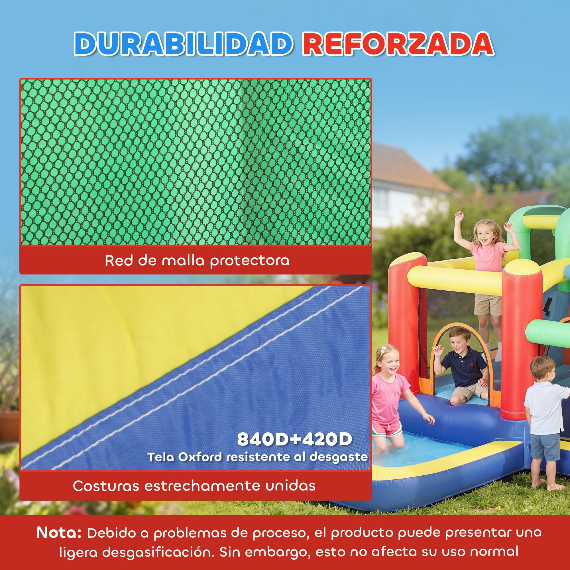 AIYAPLAY Castillo Hinchable Acuático con Soplador 550W 9 en 1 Castillo Hinchable Niños con Tobogán Zona de Salto Escalada 2 Piscinas Canasta Columna de Boxeo Dardos Exterior Interior 330x290x185 cm