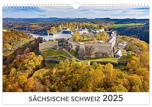 Kalender Sächsische Schweiz 2025: | 45 x 30 cm | weißes Kalendarium