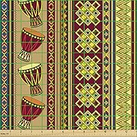 Vista 282 de Ambesonne Tela de Fiesta Popstar por Yarda, Estilo de Dibujos Animados Garabatos Dibujados a Mano Tema Musical Impresión de Arte Lineal, Tela