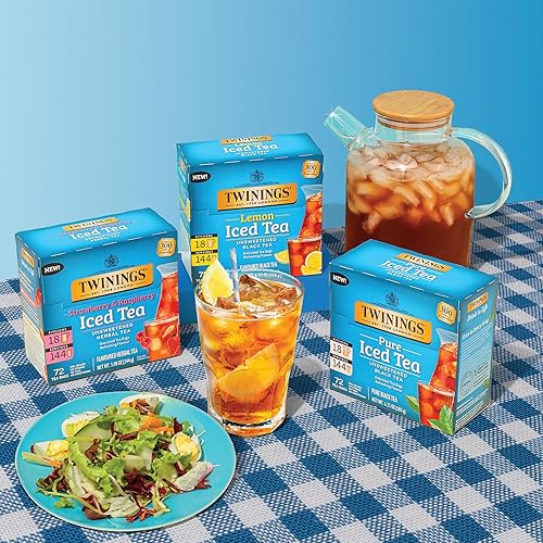 Miniatura 4 de Twinings NUEVO Té helado negro limón, 72 bolsas de té deliciosamente sin azúcar, hace 18 jarras o 144 porciones, con cafeína, 72 unidades (paquete