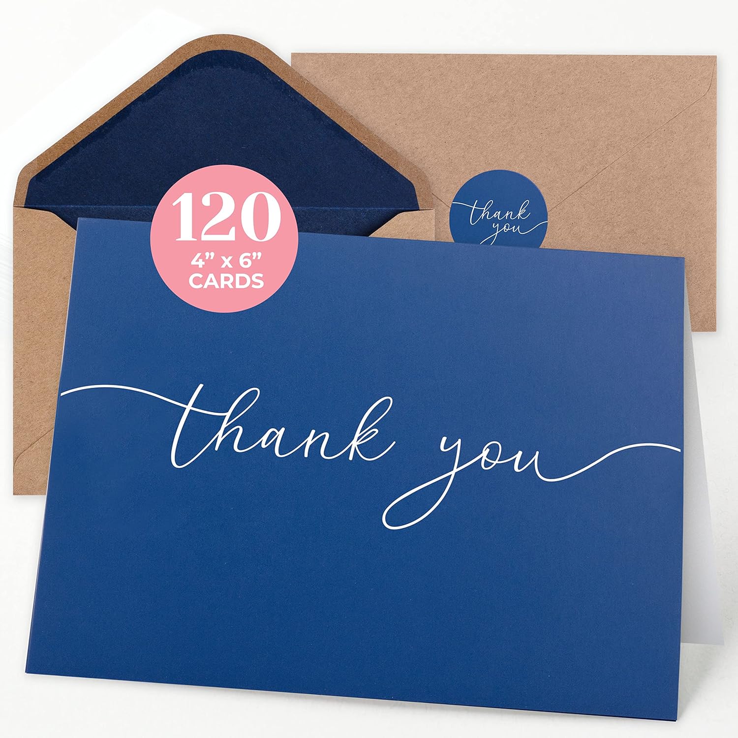 120 Thank You Cards with Envelopes Set Blank Thank You